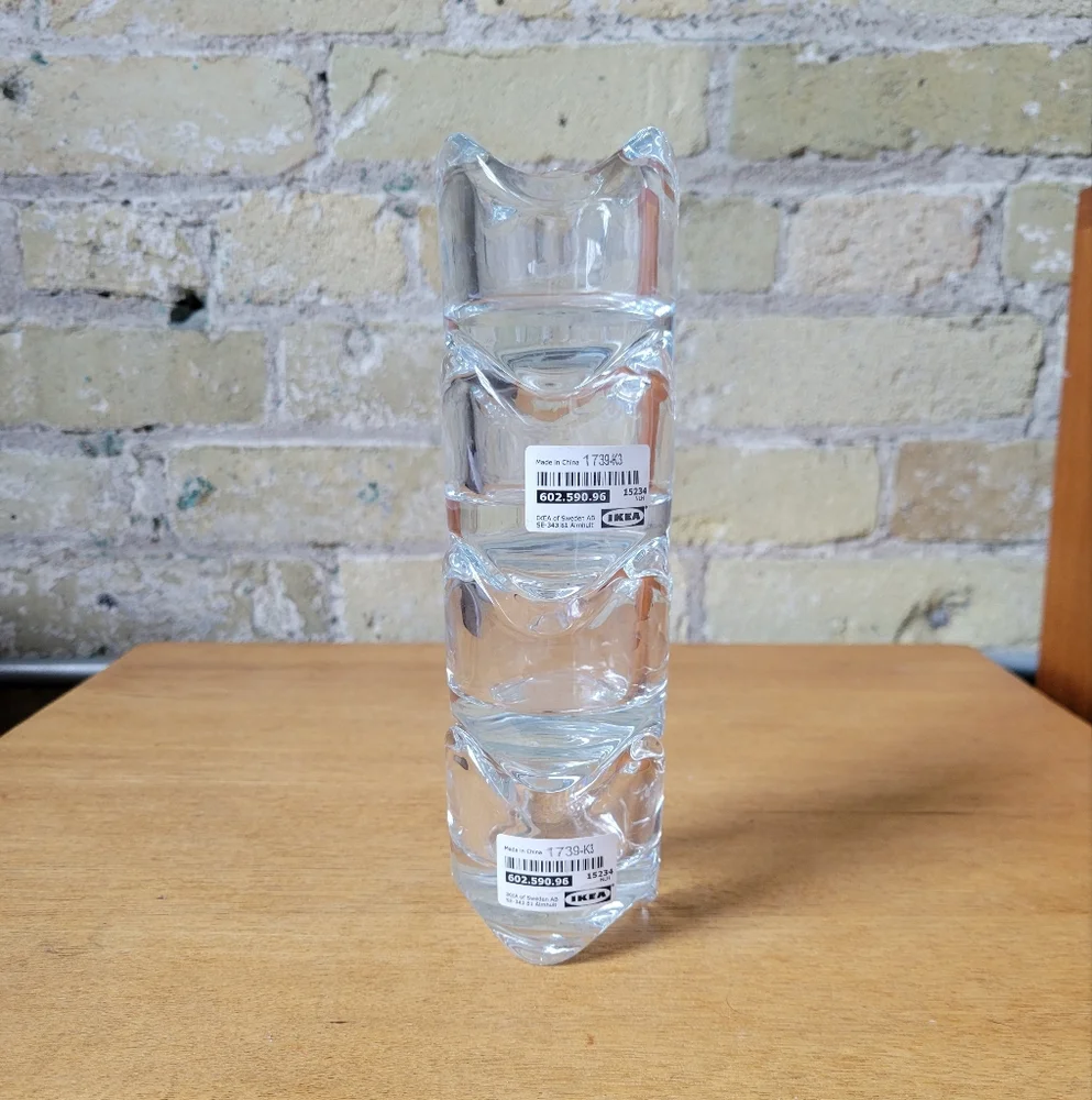 IKEA Vasnas Glass Wavy Tealight Candle Holders, Set of 4